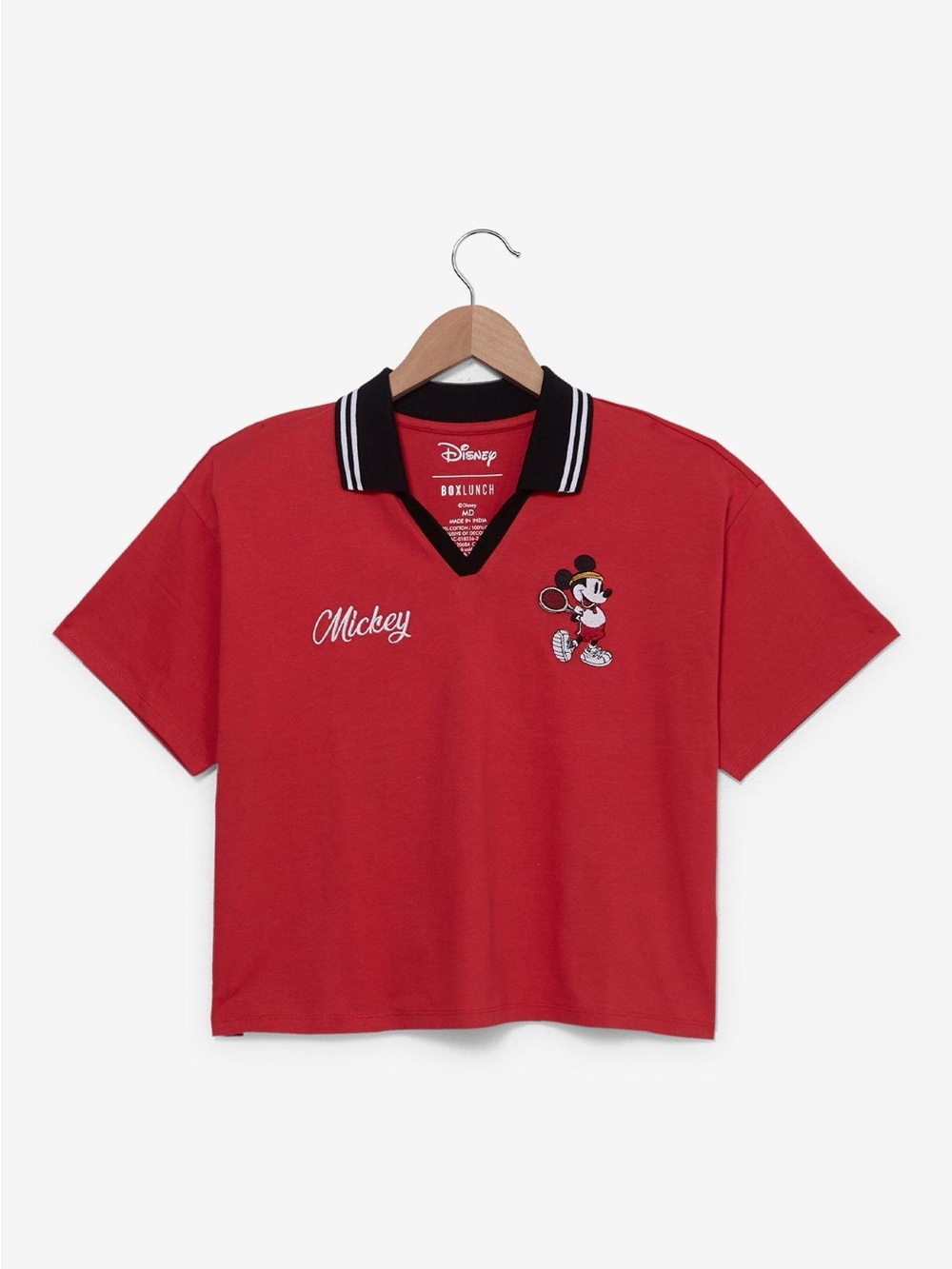Boxlunch Disney Mickey Mouse Tennis Women's Cropped Polo T-Shirt